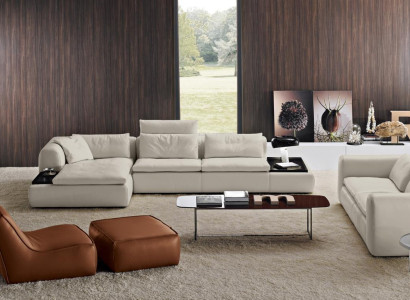 Design Sofa L-shape Upholstery Couch Living room Corner sofa Leather Luxury Furniture